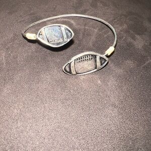 Silver and Gold Football Bangle Bracelet